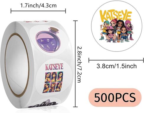 Katseye Stickers Roll 500Pcs - Kpop Girl Group 8 Design 1.5inche 2026 Vinyl Self-Adhesive Label Decals - Easy Stick Removeable for Fans Party Scarpbook Window Tumblers Teens in Kuwait
