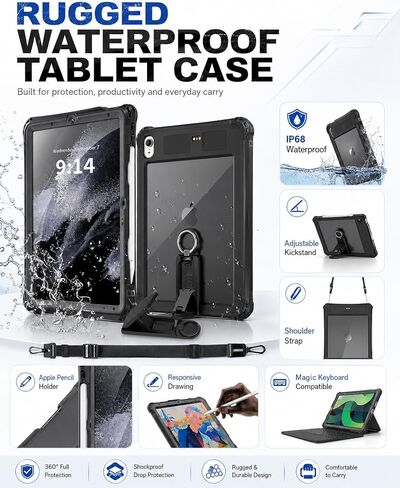 حافظة مقاومة للماء لجهاز iPad Air 11 بوصة M4/M3/M2 مع واقي شاشة in Kuwait
