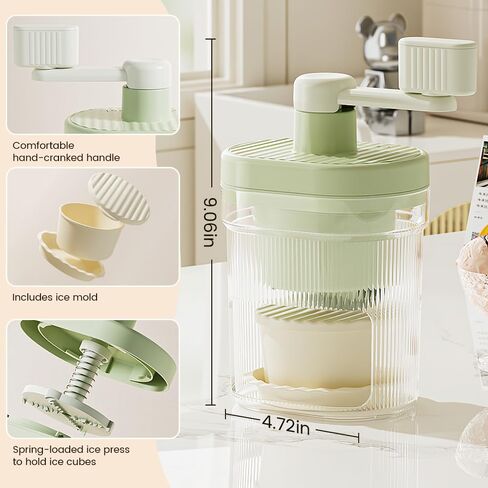 Shaved Ice Mini Snow Cone Machine, Portable Countertop Ice Shaver with No Slip Base, No Electricity Needed, Ice Cup Included, Lightweight, Stainless Steel Blade in Saudi Arabia