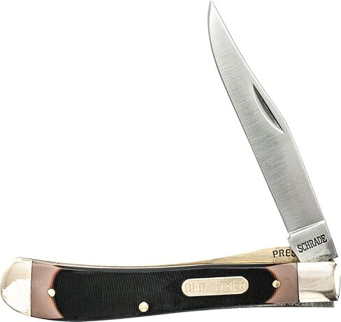 Old Timer 194OT Gunstock Trapper Lockblade Traditional Folding Pocket Knife with 3.1in Clip Point Blade, Nickel Silver Bolsters, and Sawcut Handle for Hunting, Camping, Whittling, EDC, and Outdoors in Saudi Arabia