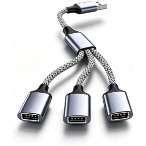 USB Hub, 3‑Port USB 2.0 OTG Splitter, 1‑to‑3 USB A Multi‑Port Adapter with Braided Cable, USB Expander for Laptop PC, Connect Flash Drive, Mouse, Keyboard, Game Controller in Saudi Arabia
