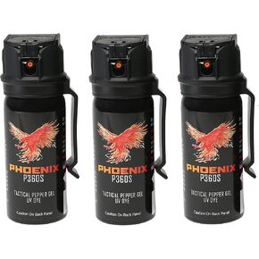 Phoenix P360S Pepper Gel from qseel. Maximum Strength Police & Military Grade Pepper Spray, Gel is Better, Sprays at Any Angle 18 feet, Flip-top Safety and Belt Clip Included in Saudi Arabia