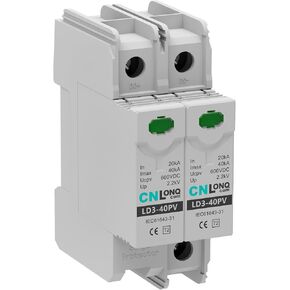 CNLONQ Voltage Surge Protector DC 600V 2P 40KA Solar PV Lightning Arrester Device for RV, Home and Solar Lightning Protection System 35mm DIN Rail Mount in Saudi Arabia