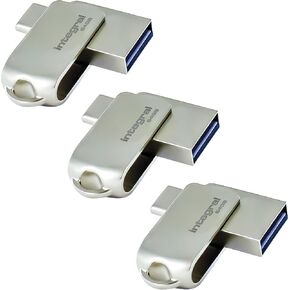 Integral 3 Pack 64GB 360-Dual USB 3.2 Gen 1 Type C and Type A Flash Drive with Solid Metal Casing, Fast Transfer Speeds and Simply Plug and PlayIPhone 15, 16 series, Macbook Pro/Air and Ipad Pro in Kuwait