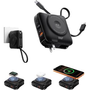 W&P 45W Fast Charging Magnetic Portable Charger with 2 Cables&AC Wall Plug in Saudi Arabia