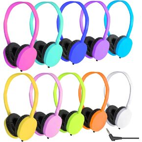 Kids Headphones Bulk 10 Pack for School Classroom Student Children Toddler Boys Girls Teen and Adult, Computer Earphones Class Set of Headphones for Students (PU102,10 Mixed) in Saudi Arabia