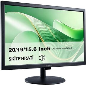 SKitphrati 15.6 Inch Small Computer PC Monitor, 1366x768 Video Screen with HDMI VGA BNC Ports, VESA Mounting, NVR/DVR for Home Office, Built-in Speakers in Kuwait