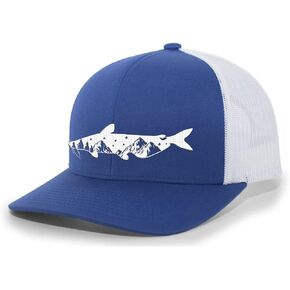 Heritage Pride Freshwater Fish Forest Mountain Scenic Catfish Mens Embroidered Mesh Back Trucker Hat in Kuwait