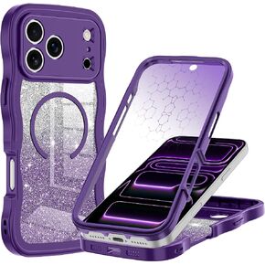 for iPhone 16 Plus Case,Compatible with MagSafe,Magnetic Glitter Case Built-in 9H Tempered Glass Screen Protector,Shockproof Protective Case for Apple iPhone 16 Plus,Blue in Kuwait