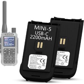 2 حزمة بطارية راديو Mini-5 بقدرة 2200 مللي أمبير في الساعة BC-5M USB-C 8.4 فولت بطارية أصلية قابلة لإعادة الشحن متوافقة مع BF MINI5، MINI-5 جهاز اتصال لاسلكي ثنائي الاتجاه ملحقات جهاز اتصال لاسلكي in Kuwait