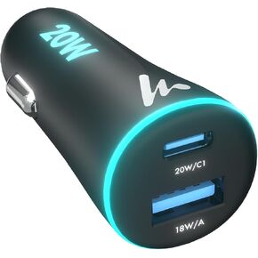 PD 20W Wozoyo Car Charger with Type-C & USB A,Power Delivery, PPS & QC 3.0, Dual Port Fast Charging (20W + 18W), 12V–24V Compatible, Multi-Layer Protection, 2-Years Manufacturer Warranty in Kuwait