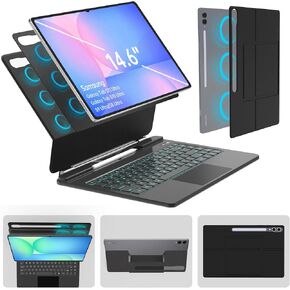 Keyboard Case for Samsung Galaxy Tab S11/S10/S9/S8 Ultra 14.6 Inch, Magnetic Floating Stand Keyboard with DeX Mode, AI Key, 7-Color Backlit Keys, Multi-Touch Trackpad, Charcoal Black in Kuwait