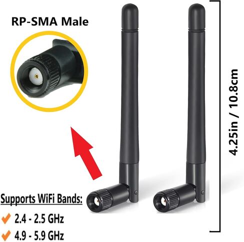 3dBi Tri-Band Adjustable External WiFi Antenna Pair | RP-SMA Mini-Black in Kuwait