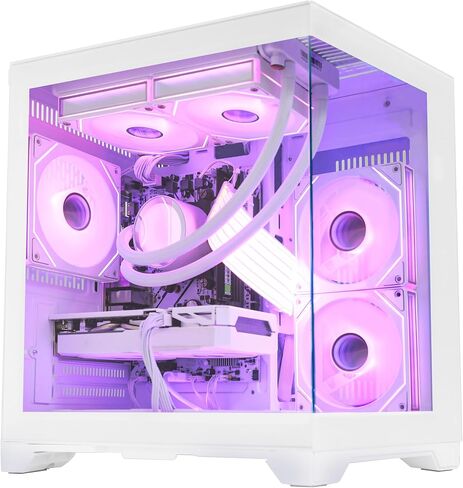 Pink RGB Prebuilt Gaming Desktop PC, AMD Ryzen 7 5700X 3.4GHz, GeForce RTX 5060 8GB, 32GB DDR4 RAM, 1TB PCIe SSD, ARGB Software, 240mm AIO, ARGB Software, Windows 11 Gaming Tower Computer in Saudi Arabia