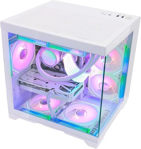 Pink RGB Prebuilt Gaming Desktop PC, AMD Ryzen 7 5700X 3.4GHz, GeForce RTX 5060 8GB, 32GB DDR4 RAM, 1TB PCIe SSD, ARGB Software, 240mm AIO, ARGB Software, Windows 11 Gaming Tower Computer in Saudi Arabia