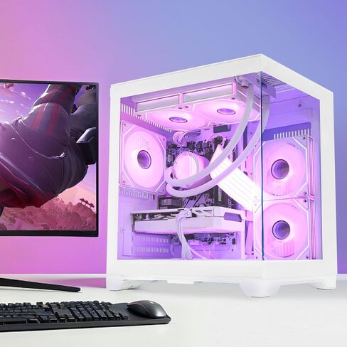 Pink RGB Prebuilt Gaming Desktop PC, AMD Ryzen 7 5700X 3.4GHz, GeForce RTX 5060 8GB, 32GB DDR4 RAM, 1TB PCIe SSD, ARGB Software, 240mm AIO, ARGB Software, Windows 11 Gaming Tower Computer in Saudi Arabia