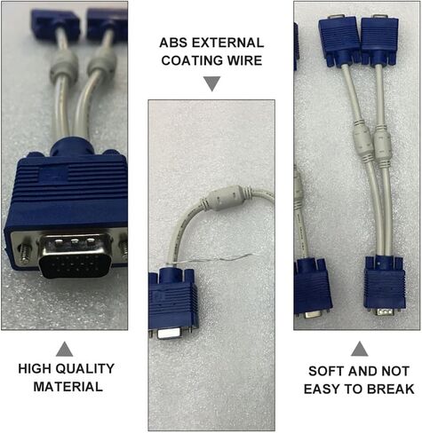 Alipis 2pcs Vga Splitter Video Adapter Cable 0. Male to Dual Female for Display Screen LCD Connection in Saudi Arabia