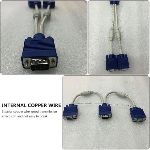 Alipis 2pcs Vga Splitter Video Adapter Cable 0. Male to Dual Female for Display Screen LCD Connection in Saudi Arabia
