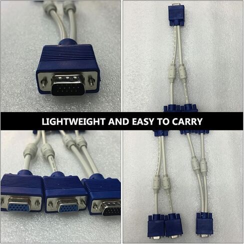 Alipis 2pcs Vga Splitter Video Adapter Cable 0. Male to Dual Female for Display Screen LCD Connection in Saudi Arabia