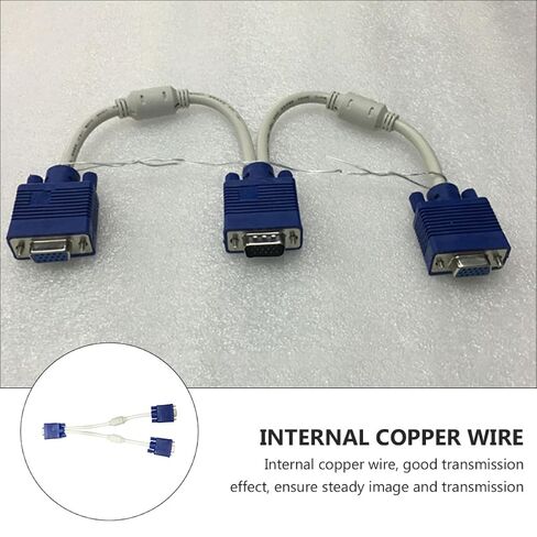 BESPORTBLE 2 Pcs Vga 1 to 2 Out Adapter Cable Male to Dual Female Splitter for Monitor and Tv Display 0. Vga Video Splitter Cable for Dual Screen Mirroring in Kuwait