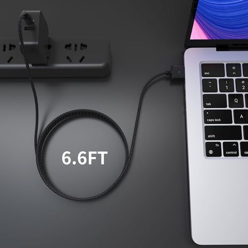Aurioen USB-C to Magnetic 3 Cable 140W, 6.6ft Black for MacBook Pro/Air in Kuwait