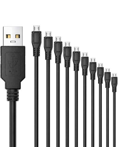 (10 Pack 3.3 ft) Micro USB Cable, USB A to Micro USB Charging Cable with Data Transfer, Pure Copper Core, Charger Cord for Older Android Phones, Tablets, Speakers, Controllers, TV Stick etc in Saudi Arabia