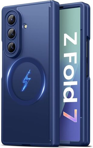Vihibii for Samsung Galaxy Z Fold 7 Case with Front Screen Protector, Compatible with MagSafe, Full Lens & Hinge Protection, Military Grade Rugged Phone Cover Case for Samsung Galaxy Z Fold 7, Blue in Kuwait