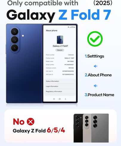 Vihibii for Samsung Galaxy Z Fold 7 Case with Front Screen Protector, Compatible with MagSafe, Full Lens & Hinge Protection, Military Grade Rugged Phone Cover Case for Samsung Galaxy Z Fold 7, Blue in Kuwait