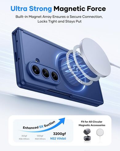 Vihibii for Samsung Galaxy Z Fold 7 Case with Front Screen Protector, Compatible with MagSafe, Full Lens & Hinge Protection, Military Grade Rugged Phone Cover Case for Samsung Galaxy Z Fold 7, Blue in Kuwait