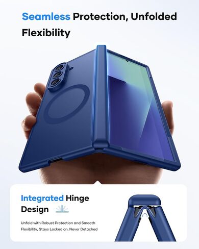 Vihibii for Samsung Galaxy Z Fold 7 Case with Front Screen Protector, Compatible with MagSafe, Full Lens & Hinge Protection, Military Grade Rugged Phone Cover Case for Samsung Galaxy Z Fold 7, Blue in Kuwait