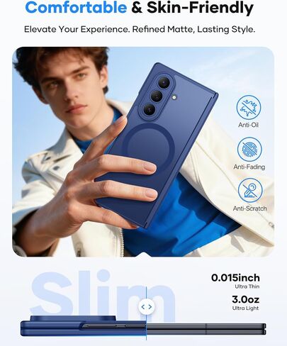 Vihibii for Samsung Galaxy Z Fold 7 Case with Front Screen Protector, Compatible with MagSafe, Full Lens & Hinge Protection, Military Grade Rugged Phone Cover Case for Samsung Galaxy Z Fold 7, Blue in Kuwait