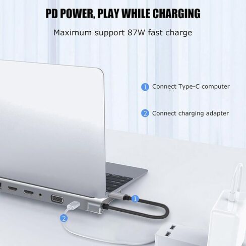 USB C Docking Station Monitor, Type C to HDMI Adapter 12 in 1 USB C Hub with VGA, RJ45, 87W PD, USB Ports, SD/TF Card Reader, Audio and Type C Ports in Saudi Arabia