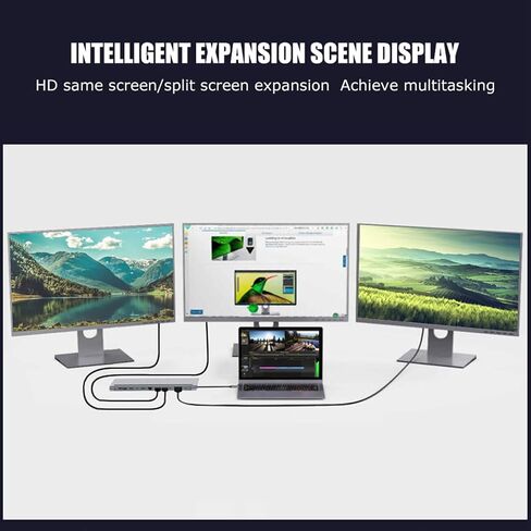 USB C Docking Station Monitor, Type C to HDMI Adapter 12 in 1 USB C Hub with VGA, RJ45, 87W PD, USB Ports, SD/TF Card Reader, Audio and Type C Ports in Saudi Arabia