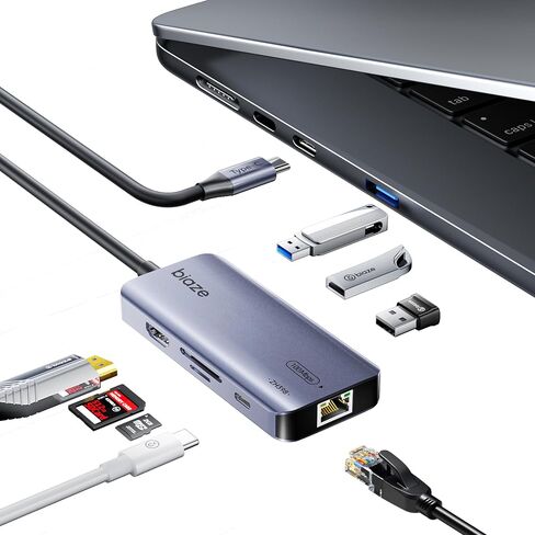 8-in-1 USB C Hub Adapter for MacBook, 4K60Hz HDMI, 100W PD Charging, USB 3.0, USB 2.0 * 2, SD/TF Card Reader, 100M Ethernet, 7 Ports Dongle for MacBook Pro/Air, iPad Pro, iPhone in Saudi Arabia