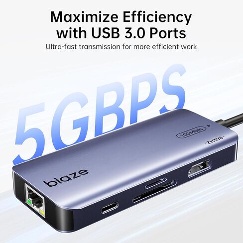 8-in-1 USB C Hub Adapter for MacBook, 4K60Hz HDMI, 100W PD Charging, USB 3.0, USB 2.0 * 2, SD/TF Card Reader, 100M Ethernet, 7 Ports Dongle for MacBook Pro/Air, iPad Pro, iPhone in Saudi Arabia
