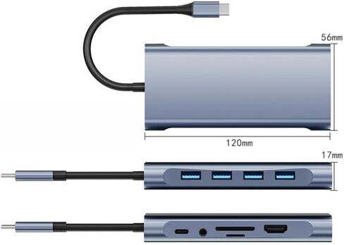 Docking Station 11 in 1 Type-C to HDMI USB C Multiport Adapter with 4xUSB, RJ45 100MB, VGA, 4K 30Hz, TF/SD Card, 3.5mm Audio, PD 100W USB Hub Splitter Adapter for PC Laptop in Saudi Arabia