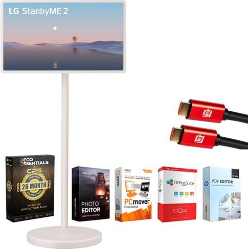LG StanbyME 2 27" Portable Smart Touch Screen with 4hr Battery (27LX6TYGA) Bundle with Elite Suite 18, 2X HDMI Cable and Deco Gear CPS Exclusive 26 Month Protection Pack (BEACH-CPS-26M1000) in Saudi Arabia