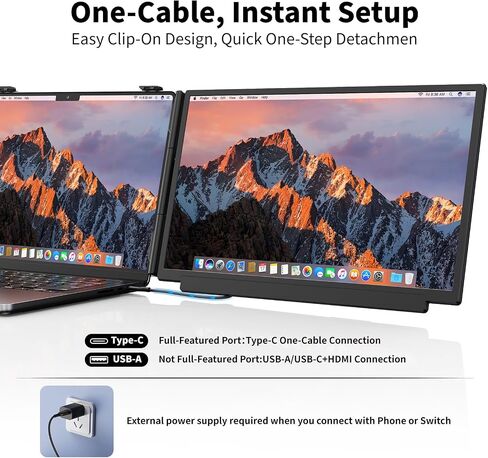 4K UHD15.6'' Laptop Screen Extender, One Cable USB-C Detachable Pro Monitor in Saudi Arabia