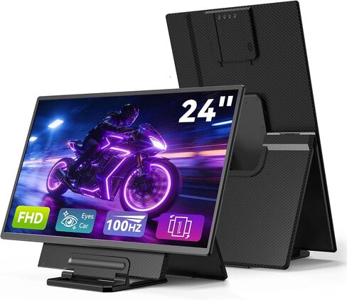 Large Portable Monitor 24 inch - 1080P FHD 100Hz Travel Monitor, 125% sRGB IPS Laptop Screen Extender, VESA Compatible, Height Adjustable Detachable Stand with USB-C HDMI for Work Gaming Office Home in Saudi Arabia