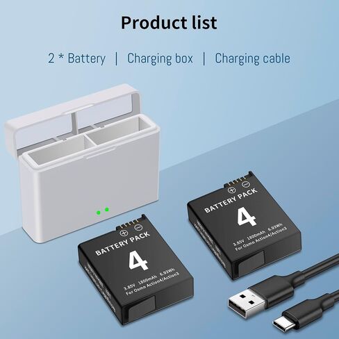 2-Pack for Osmo Action 4&3 Battery with 5V3A USB-C Dual-Slot Charging Hub in Saudi Arabia
