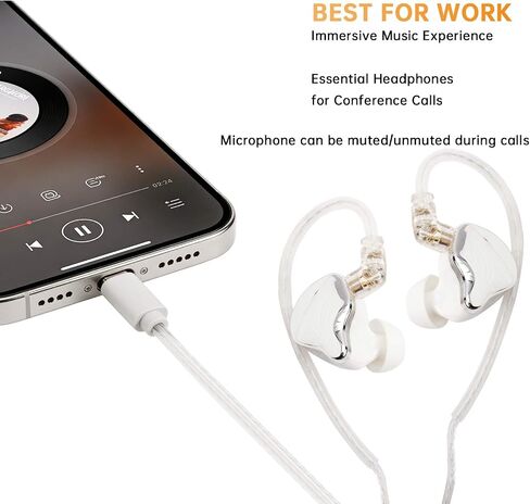 Wired Earbuds USB C Headphones with Mic, Hi-Res HiFi IEM Earphones in Saudi Arabia