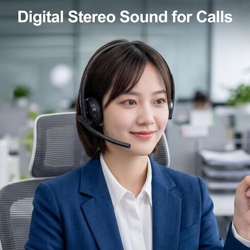 Wired USB Headset with Dual Microphones, Noise-reducing, On-Ear Headphones in-Line Volume & Mute Control, USB-A & USB-C Connectors for PC/Laptop/Chromebook (Not Suitable for iPhone and iPad) in Saudi Arabia