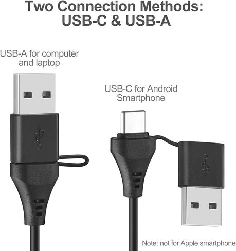 Wired USB Headset with Dual Microphones, Noise-reducing, On-Ear Headphones in-Line Volume & Mute Control, USB-A & USB-C Connectors for PC/Laptop/Chromebook (Not Suitable for iPhone and iPad) in Saudi Arabia