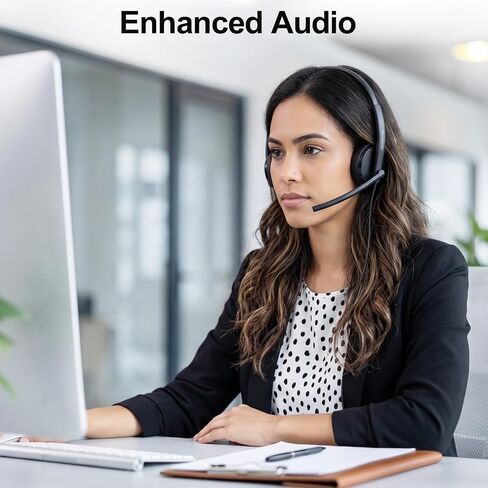 Wired USB Headset with Dual Microphones, Noise-reducing, On-Ear Headphones in-Line Volume & Mute Control, USB-A & USB-C Connectors for PC/Laptop/Chromebook (Not Suitable for iPhone and iPad) in Saudi Arabia