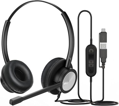 MKJ USB Headset with Noise Cancelling Microphone for Call Center & Office in Kuwait