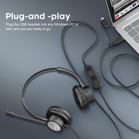 MKJ USB Headset with Noise Cancelling Microphone for Call Center & Office in Kuwait