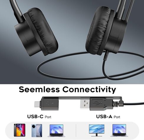 MKJ USB Headset with Noise Cancelling Microphone for Call Center & Office in Kuwait