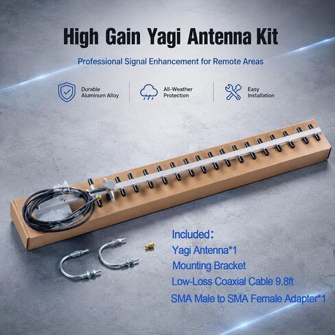 18dBi 2.4GHz WiFi Yagi Antenna, High Gain Directional Outdoor Antenna with 3m Cable, RP-SMA Male, Long Range Wireless Antenna for Router, Access Point and 2.4GHz Devices in Saudi Arabia