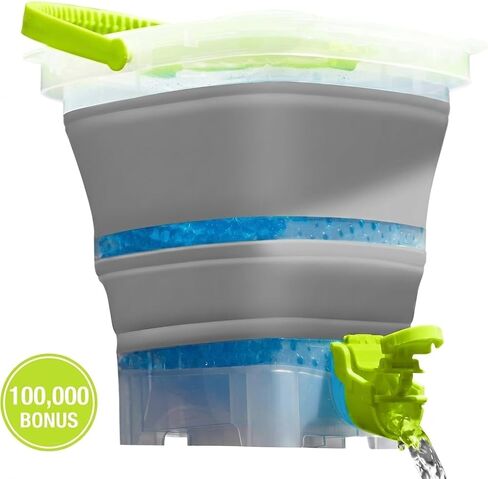 100,000+ Bonus Gel Splatter Round Bucket, Portable Blaster Ammo Depot, Collapsible Blaster Accessories, Large Capacity Container & Fast Loading Nozzle, Green in Kuwait