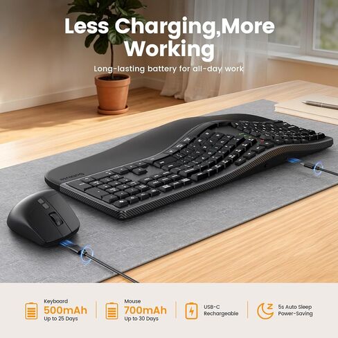 SABLUTE Ergonomic Keyboard and Mouse Combo, Split Design, Ergonomic Mouse in Kuwait